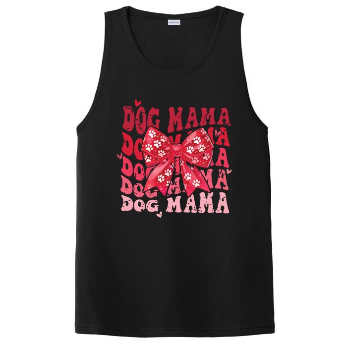 Dog Mama Valentines Day Heart Coquette Bow Mom Valentine PosiCharge Competitor Tank