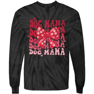 Dog Mama Valentines Day Heart Coquette Bow Mom Valentine Tie-Dye Long Sleeve Shirt