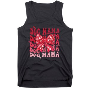 Dog Mama Valentines Day Heart Coquette Bow Mom Valentine Tank Top