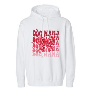 Dog Mama Valentines Day Heart Coquette Bow Mom Valentine Garment-Dyed Fleece Hoodie