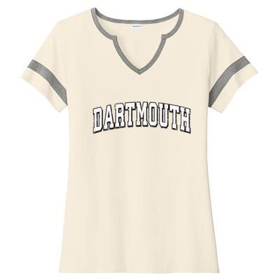 Dartmouth Massachusetts Vintage Athletic Sports B&W Print Ladies Halftime Notch Neck Tee