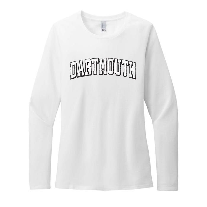 Dartmouth Massachusetts Vintage Athletic Sports B&W Print Womens CVC Long Sleeve Shirt