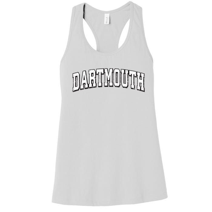 Dartmouth Massachusetts Vintage Athletic Sports B&W Print Women's Racerback Tank