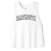 Dartmouth Massachusetts Vintage Athletic Sports B&W Print Women's Racerback Cropped Tank