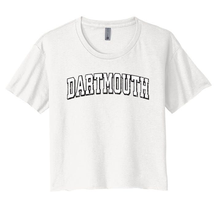 Dartmouth Massachusetts Vintage Athletic Sports B&W Print Women's Crop Top Tee