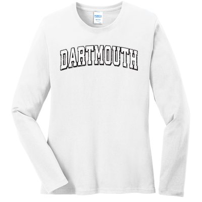 Dartmouth Massachusetts Vintage Athletic Sports B&W Print Ladies Long Sleeve Shirt