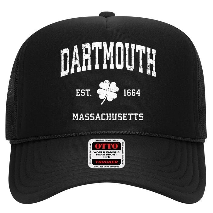 Dartmouth Massachusetts Vintage Shamrock Sports High Crown Mesh Back Trucker Hat