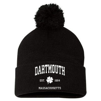 Dartmouth Massachusetts Vintage Shamrock Sports Pom Pom 12in Knit Beanie