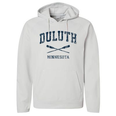 Duluth Minnesota Vintage Nautical Paddles Sports Oars Performance Fleece Hoodie