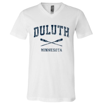 Duluth Minnesota Vintage Nautical Paddles Sports Oars V-Neck T-Shirt