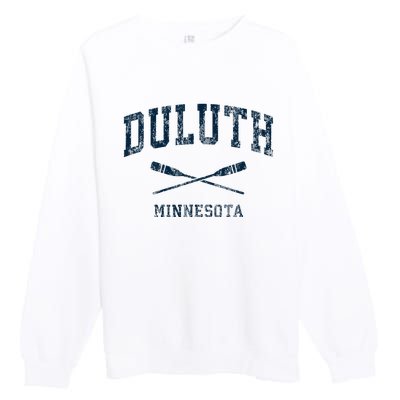 Duluth Minnesota Vintage Nautical Paddles Sports Oars Premium Crewneck Sweatshirt