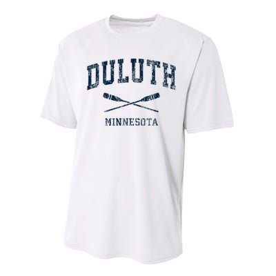 Duluth Minnesota Vintage Nautical Paddles Sports Oars Performance Sprint T-Shirt