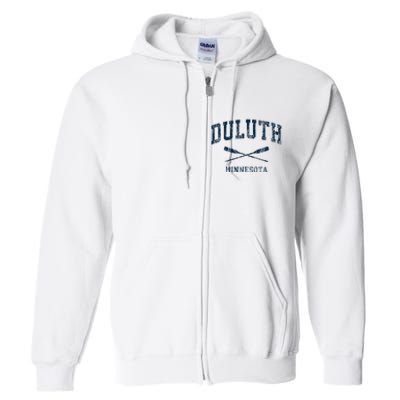 Duluth Minnesota Vintage Nautical Paddles Sports Oars Full Zip Hoodie