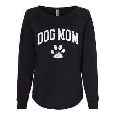 Dog Mom Vintage Distressed Design Funny Dog Paw Womens California Wash Sweatshirt