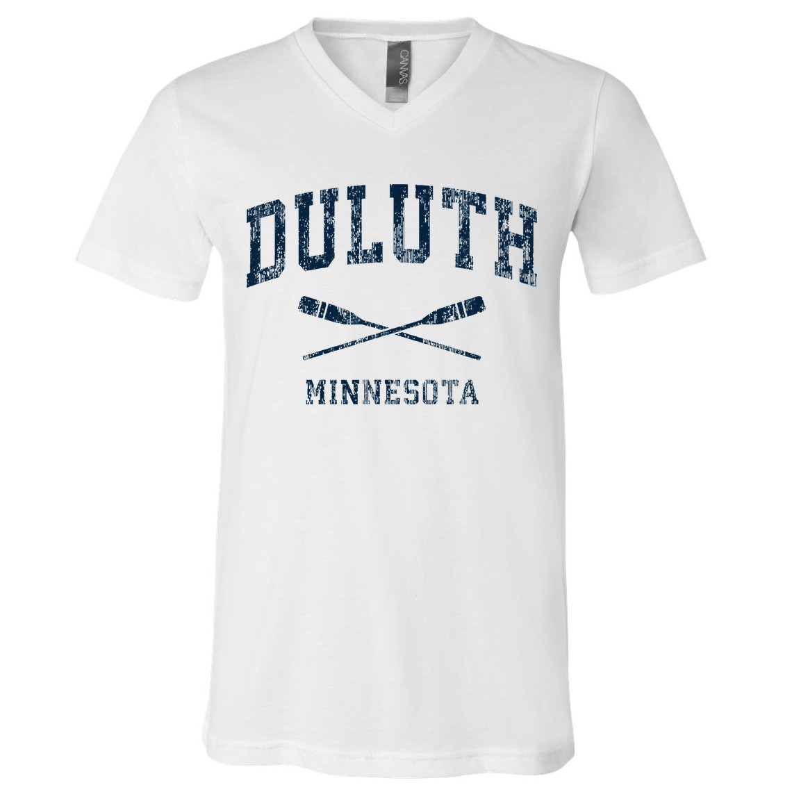 Duluth Minnesota Vintage Nautical Paddles Sports Oars V-Neck T-Shirt