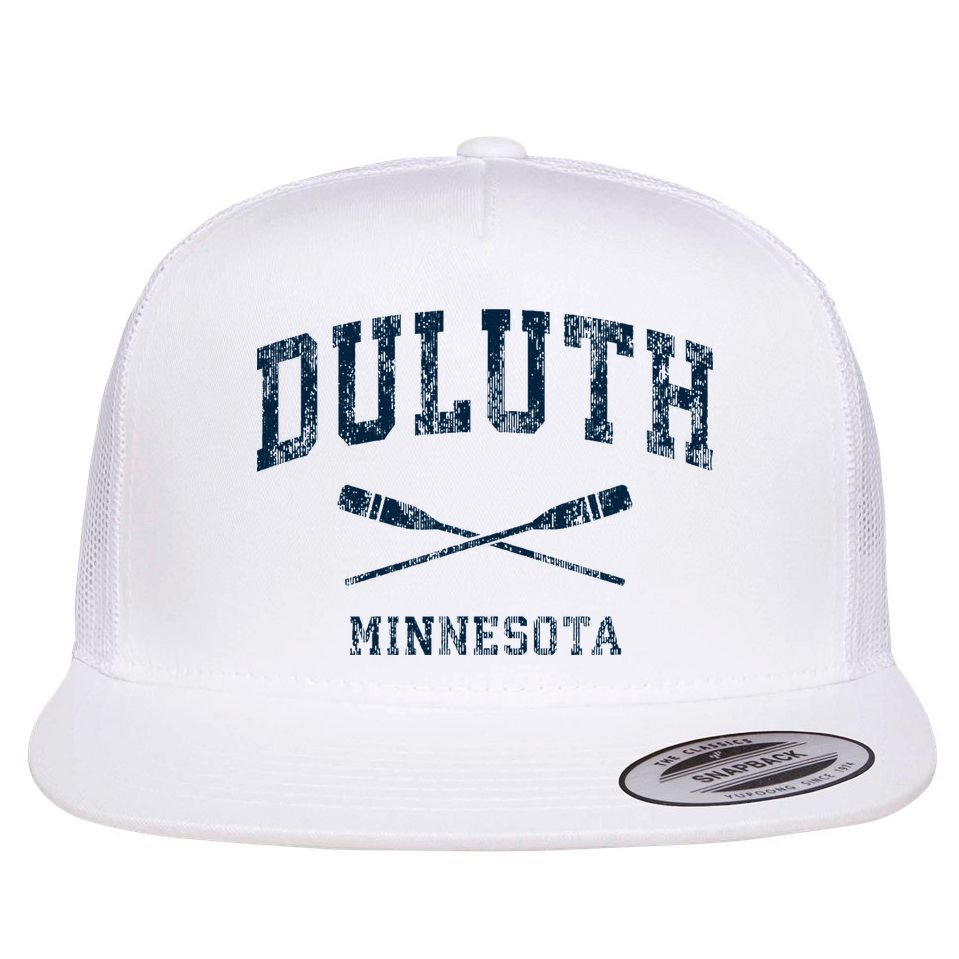 Duluth Minnesota Vintage Nautical Paddles Sports Oars Flat Bill Trucker Hat