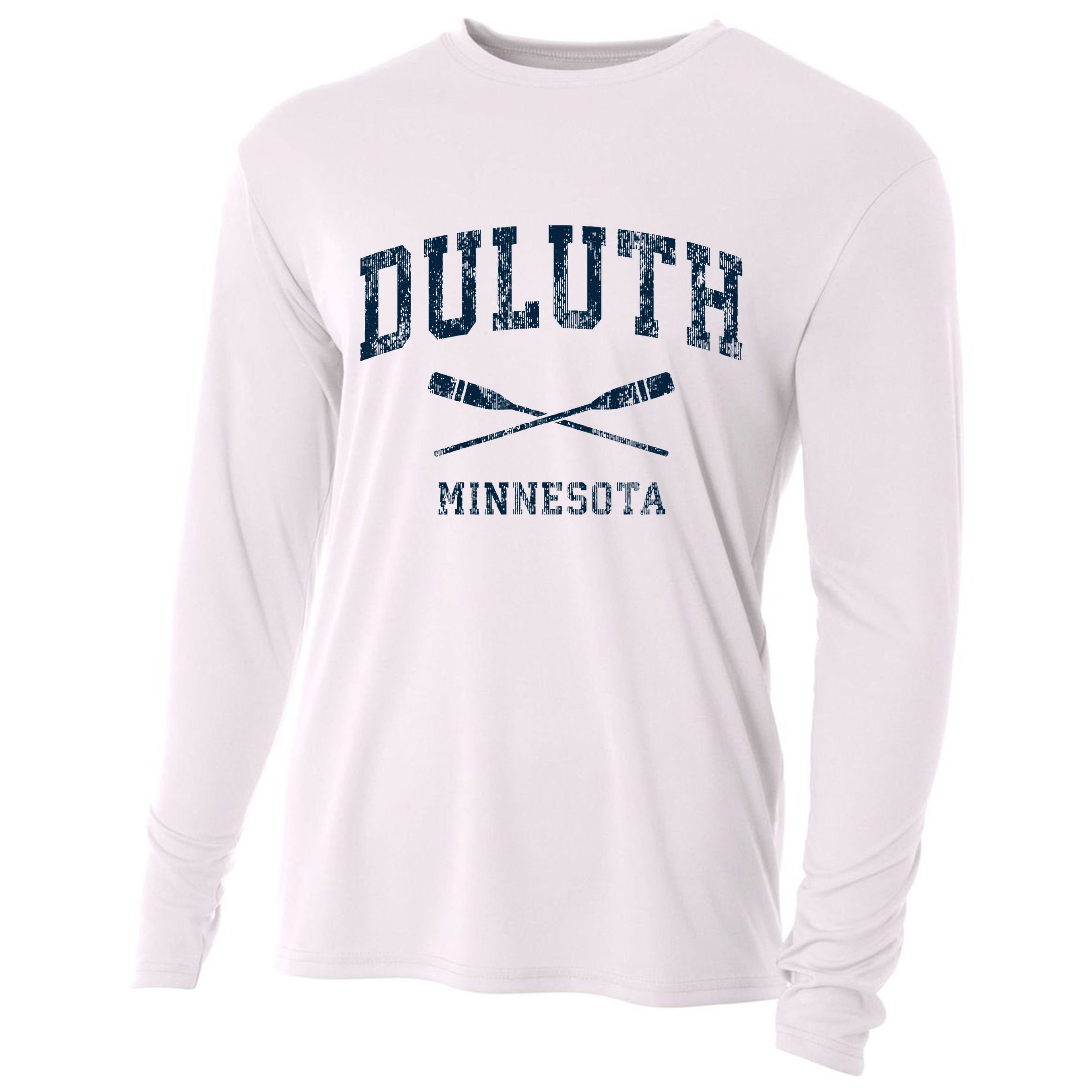 Duluth Minnesota Vintage Nautical Paddles Sports Oars Cooling Performance Long Sleeve Crew