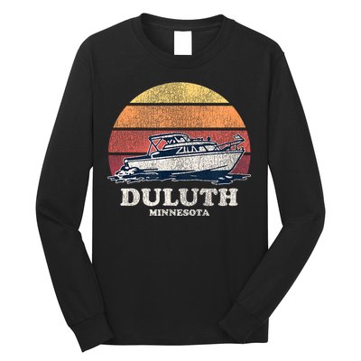 Duluth MN Vintage Boating 70s Retro Boat Long Sleeve Shirt