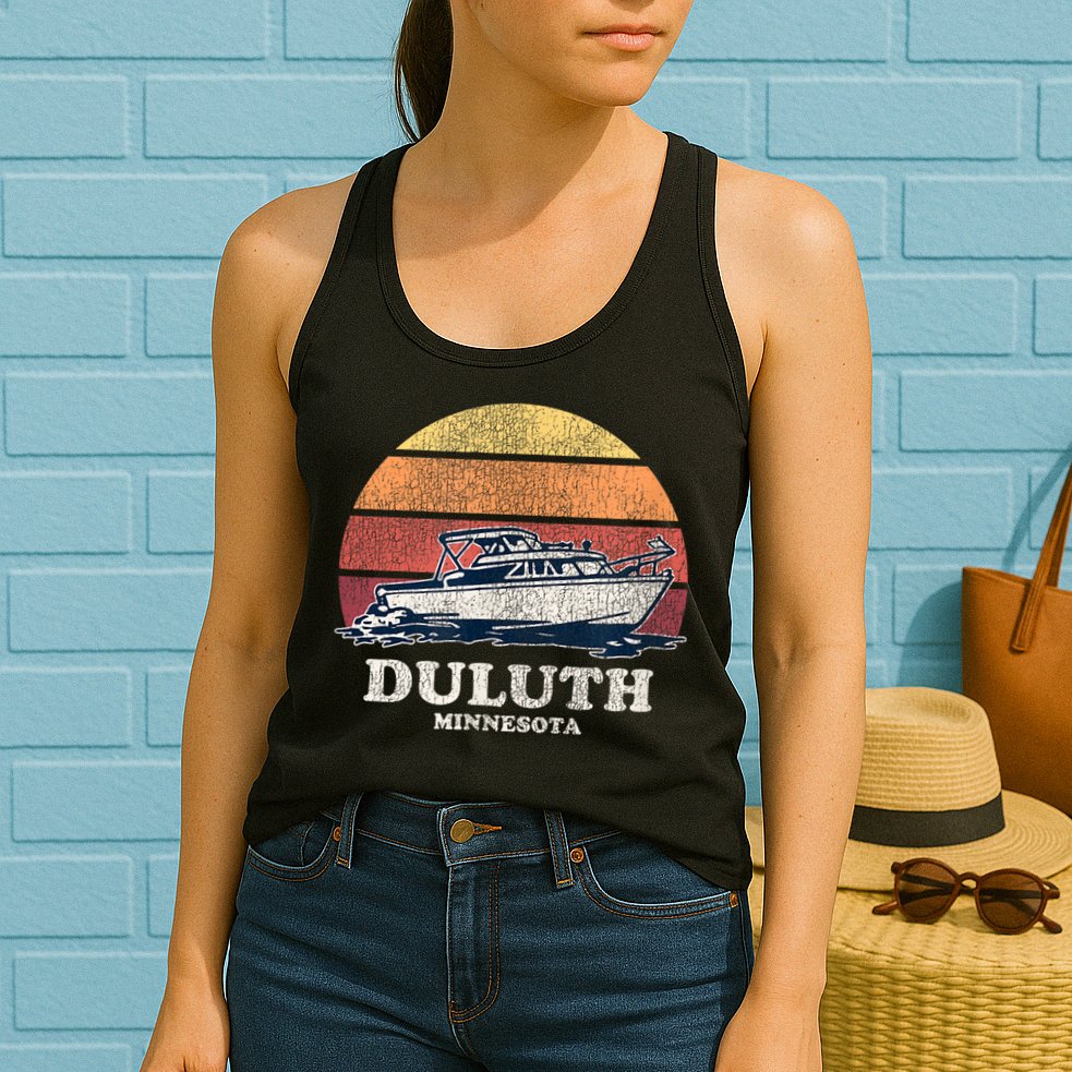 Duluth MN Vintage Boating 70s Retro Boat Womens Tank Top