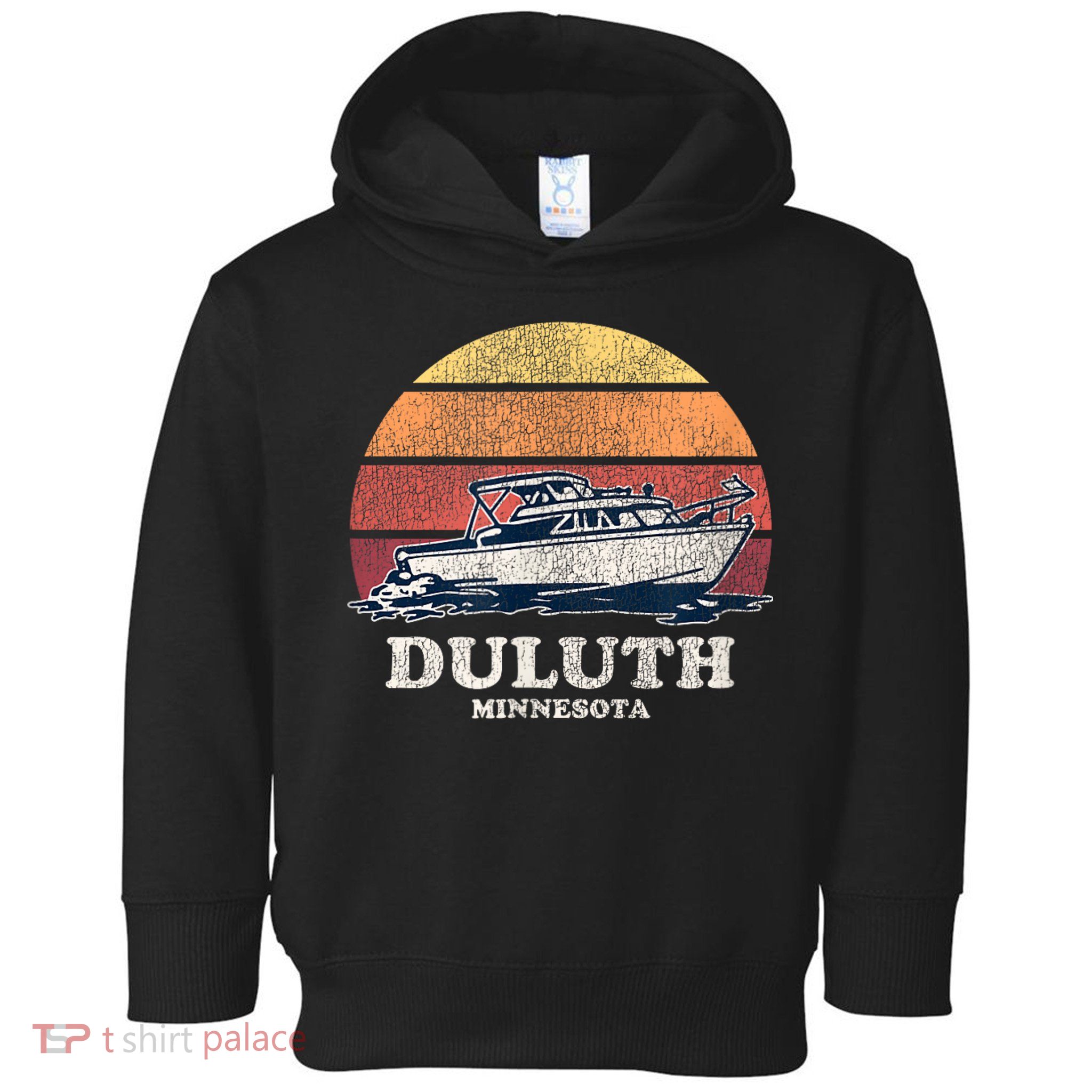 Duluth MN Vintage Boating 70s Retro Boat Toddler Hoodie