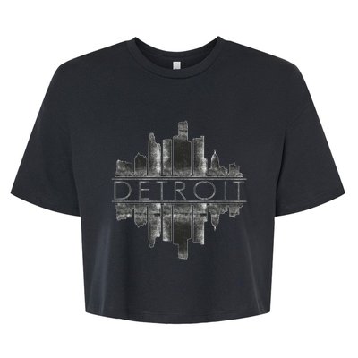 Detroit Mirrored Vintage Skyline Bella+Canvas Jersey Crop Tee