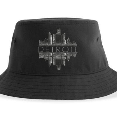 Detroit Mirrored Vintage Skyline Sustainable Bucket Hat