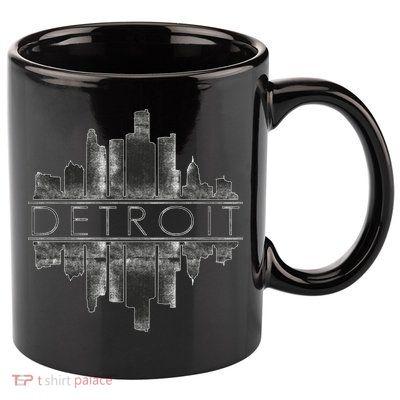 Detroit Mirrored Vintage Skyline 11oz C Handle Ceramic Mug