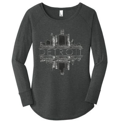 Detroit Mirrored Vintage Skyline Women's Perfect Tri Tunic Long Sleeve Shirt