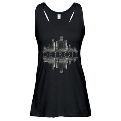 Detroit Mirrored Vintage Skyline Ladies Essential Flowy Tank