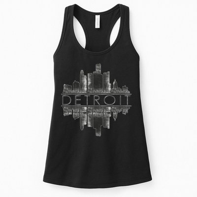 Detroit Mirrored Vintage Skyline Womens Tank Top
