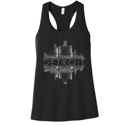 Detroit Mirrored Vintage Skyline Women's Racerback Tank