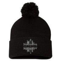 Detroit Mirrored Vintage Skyline Pom Pom 12in Knit Beanie