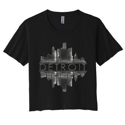 Detroit Mirrored Vintage Skyline Women's Crop Top Tee