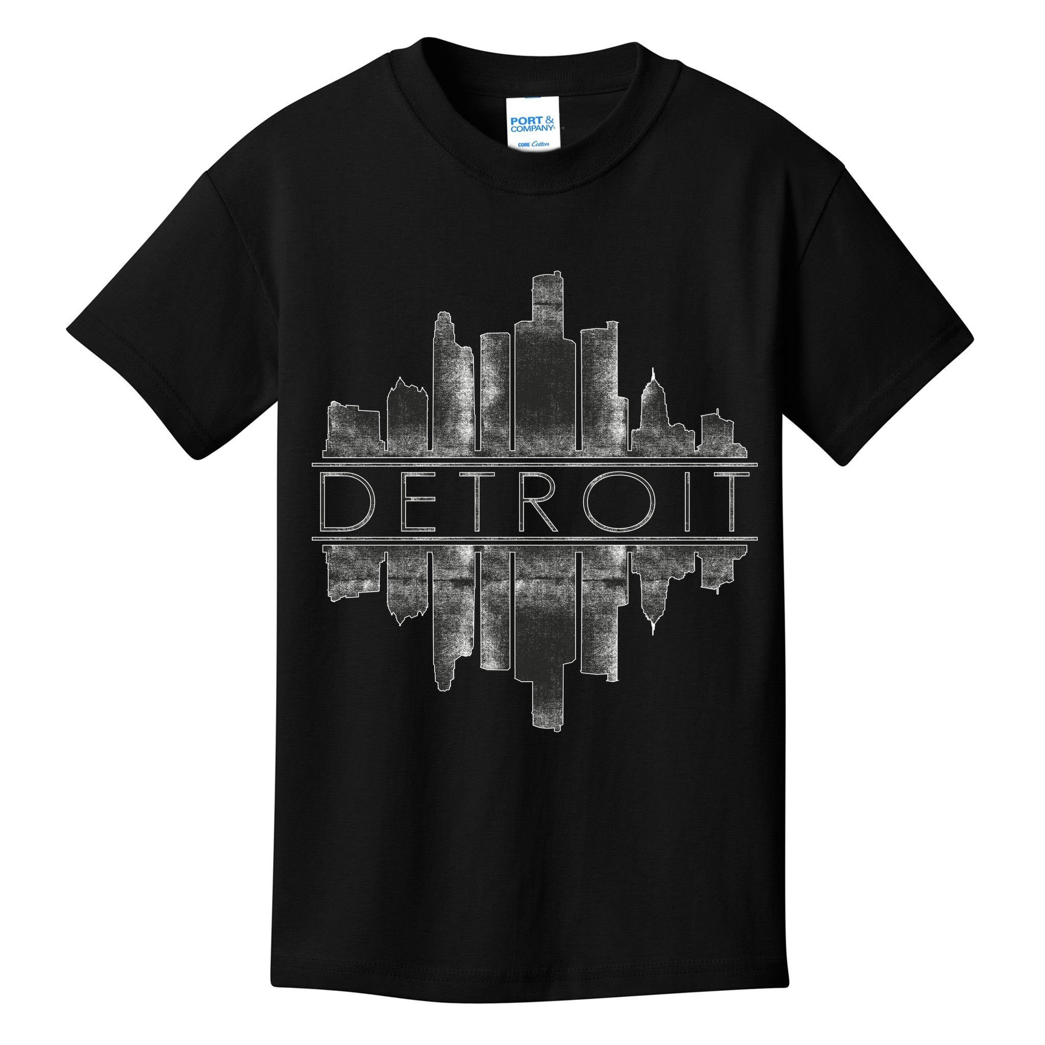Detroit Mirrored Vintage Skyline Kids T-Shirt
