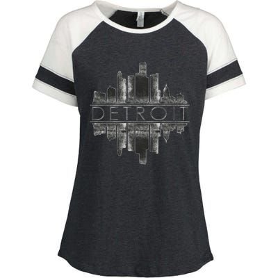 Detroit Mirrored Vintage Skyline Enza Ladies Jersey Colorblock Tee