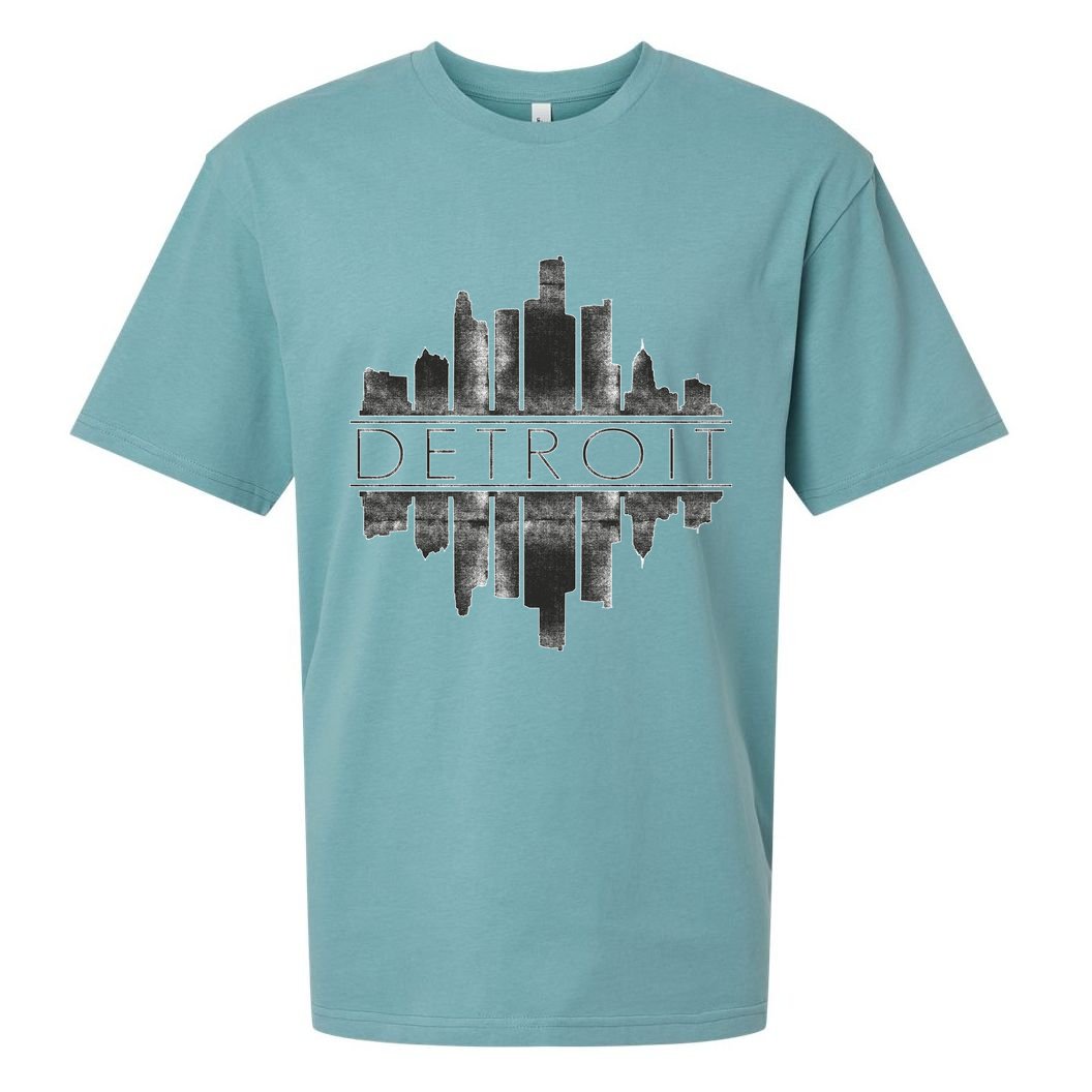 Detroit Mirrored Vintage Skyline Sueded Cloud Jersey T-Shirt