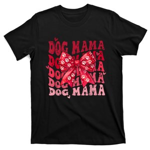 Dog Mama Valentine Coquette Bow Dog Mom Valentines T-Shirt