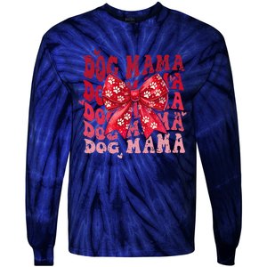 Dog Mama Valentine Coquette Bow Dog Mom Valentines Tie-Dye Long Sleeve Shirt