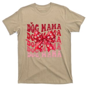 Dog Mama Valentine Coquette Bow Dog Mom Valentines T-Shirt