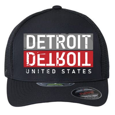 Detroit Mirrored Vintage Logo Flexfit Unipanel Trucker Cap