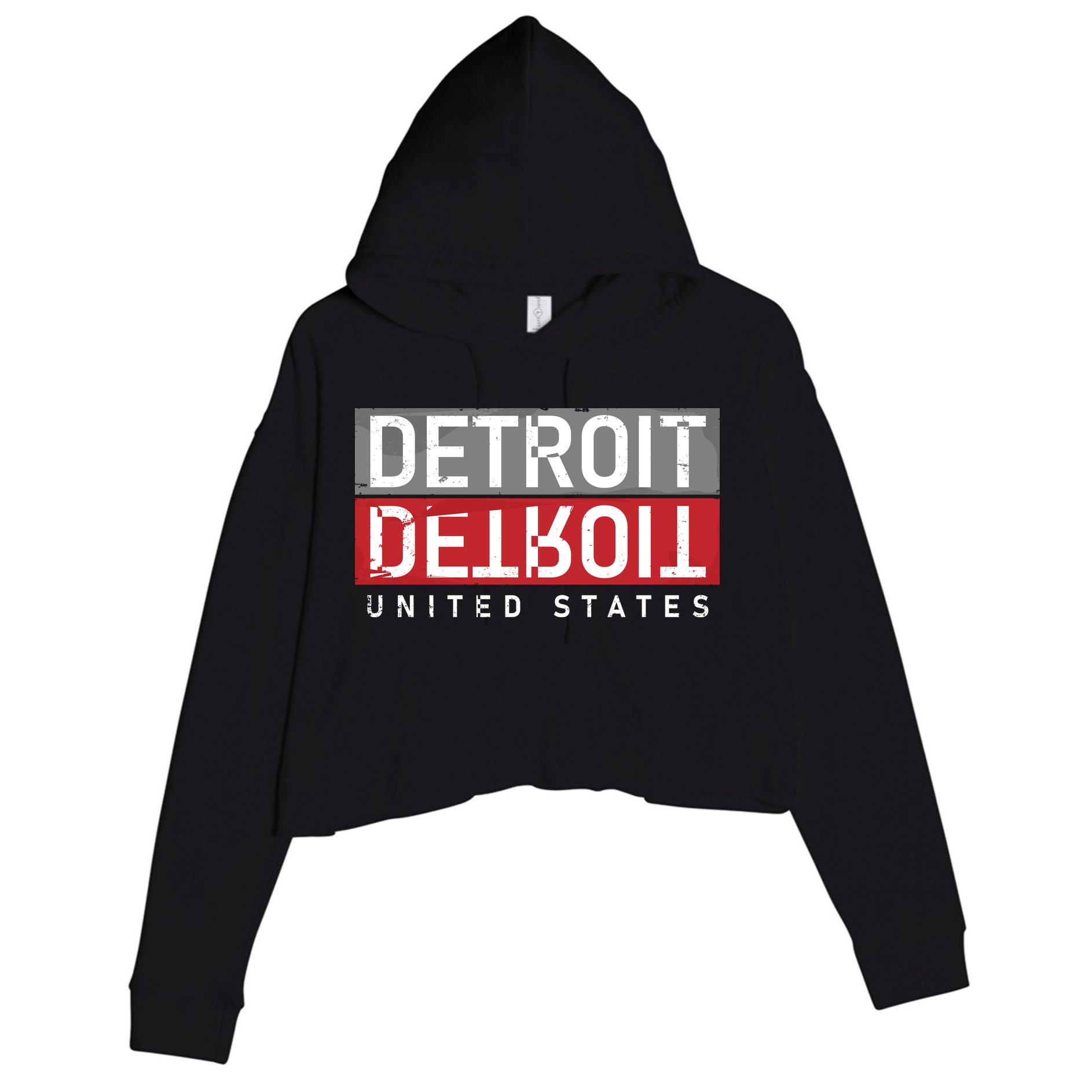 Detroit Mirrored Vintage Logo Crop Fleece Hoodie