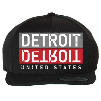 Detroit Mirrored Vintage Logo Wool Snapback Cap