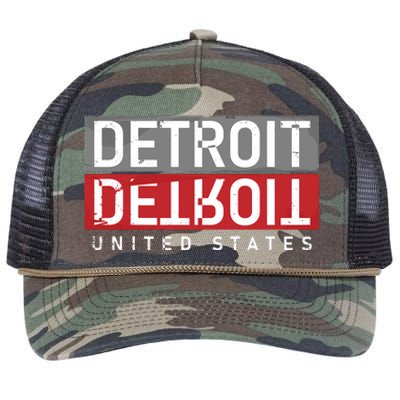 Detroit Mirrored Vintage Logo Retro Rope Trucker Hat Cap