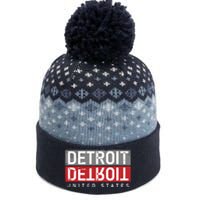 Detroit Mirrored Vintage Logo The Baniff Cuffed Pom Beanie