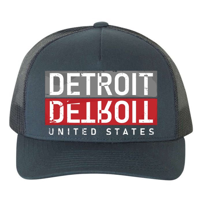 Detroit Mirrored Vintage Logo Yupoong Adult 5-Panel Trucker Hat