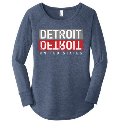 Detroit Mirrored Vintage Logo Women's Perfect Tri Tunic Long Sleeve Shirt