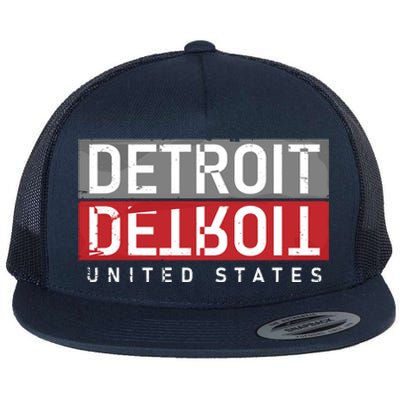 Detroit Mirrored Vintage Logo Flat Bill Trucker Hat