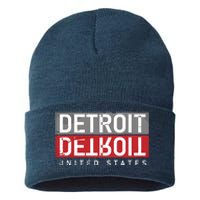 Detroit Mirrored Vintage Logo Sustainable Knit Beanie