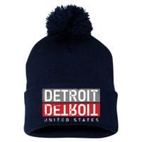 Detroit Mirrored Vintage Logo Pom Pom 12in Knit Beanie