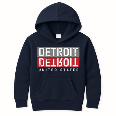 Detroit Mirrored Vintage Logo Kids Hoodie
